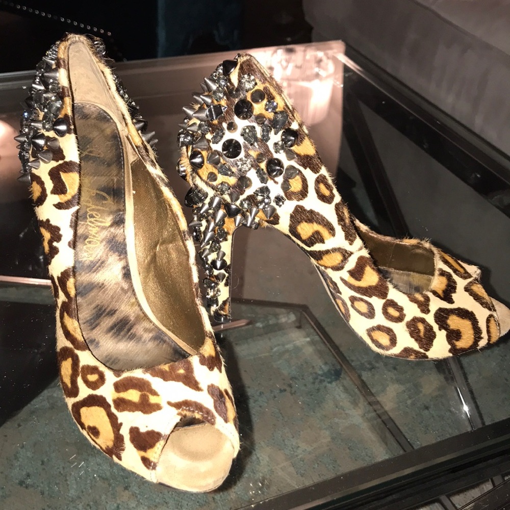 Sam Edelman Sz 7.5 Giraffe Hair Calf Stud Heels